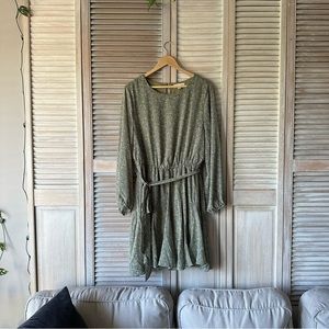 Green belted dress